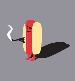 Hot dog with a gun